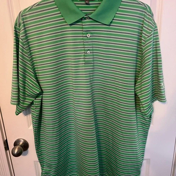 Peter Millar Men's Green Striped Polo Shirt - Picture 1 of 5